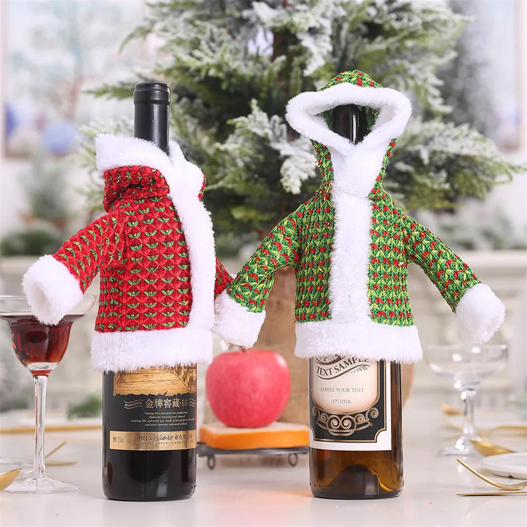 

Merry Christmas Decorations Wine Bag Sweater Bottles Sets Old Man Snowman Clothes Bottle Dress Up Wine Bottle Set Decor M840#