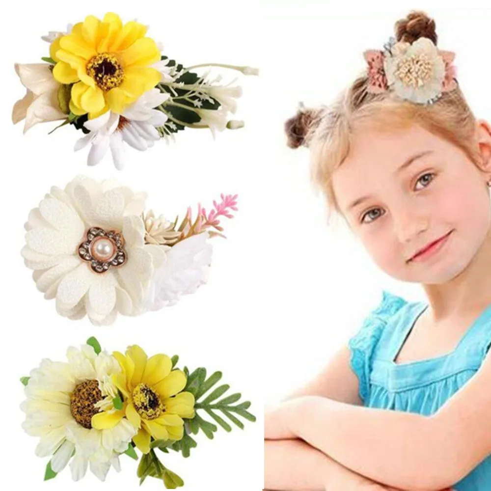 15PcsLotNewFlowerBabyHairClipsFloralHairpinForBabyGirls