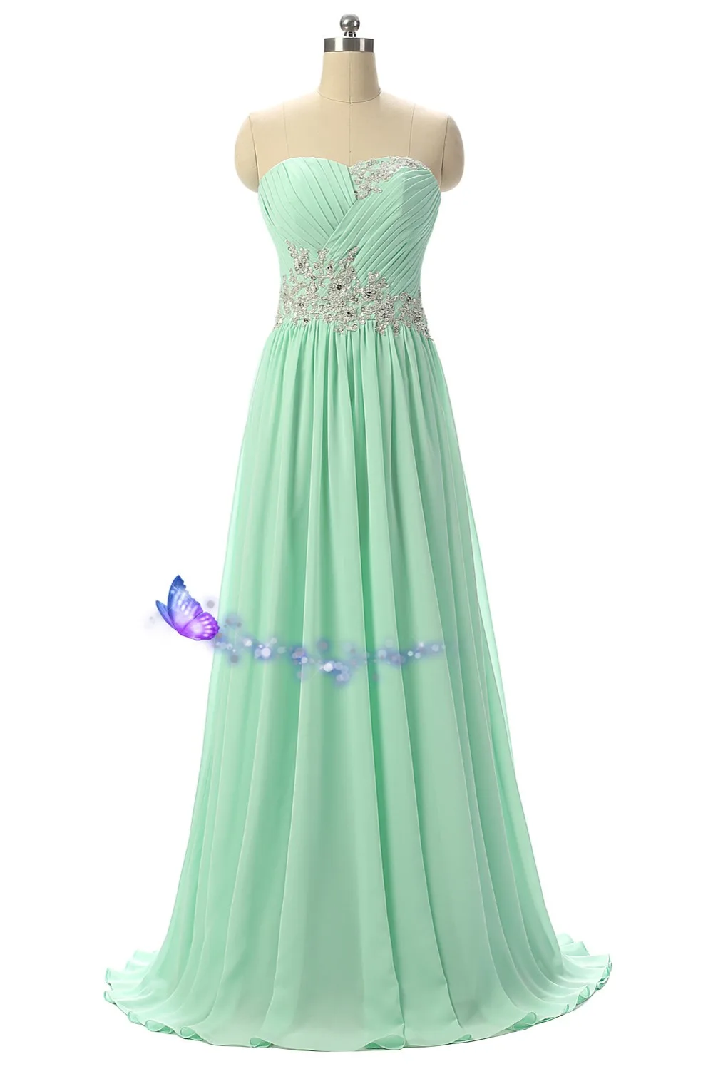 Vestido longo небесно-голубое шифоновое длинное платье подружки невесты дешевые плиссированные кружевные аппликации Бисероплетение Свадебные Вечерние платья Реальные фотографии