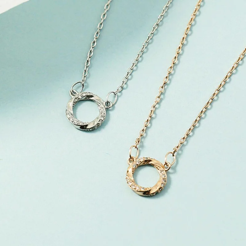 

KOFSAC New Fashion 925 Sterling Silver Necklaces For Women Fashion Jewelry Shiny Zircon Chic Circle Necklace Lady Birthday Gifts