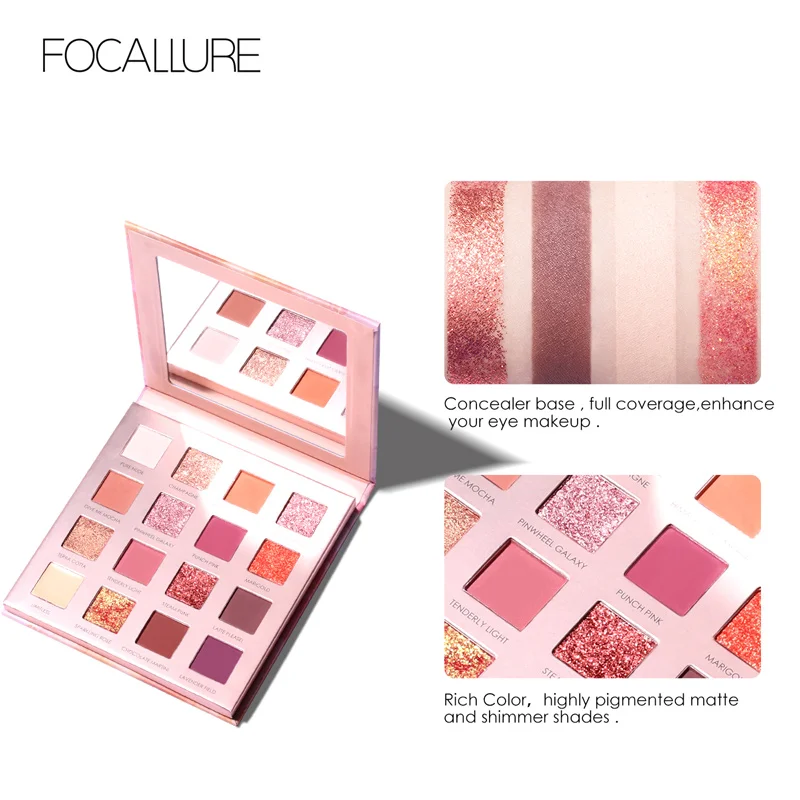 FOCALLURE тени для век палитра блеск матовый Пигмент Тени для век рассыпчатая пудра Роскошные тени для век