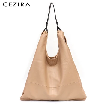 

CEZIRA Fashion Large Shoulder Bags Women Vegan Leather Hobo Soft High Quality PU Casual Ladies Top-handle Handbags Shopping Bags