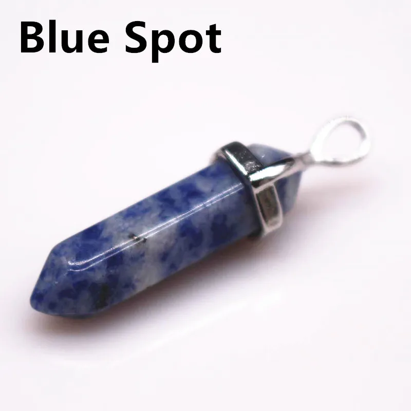 Blue Spot Натуральный камень lapis опал розовый фиолетовый кристалл Кварцевый Камень шестиугольный кулон в форме колонны ожерелье s ожерелье модное ювелирное изделие подарок - Окраска металла: Blue Spot