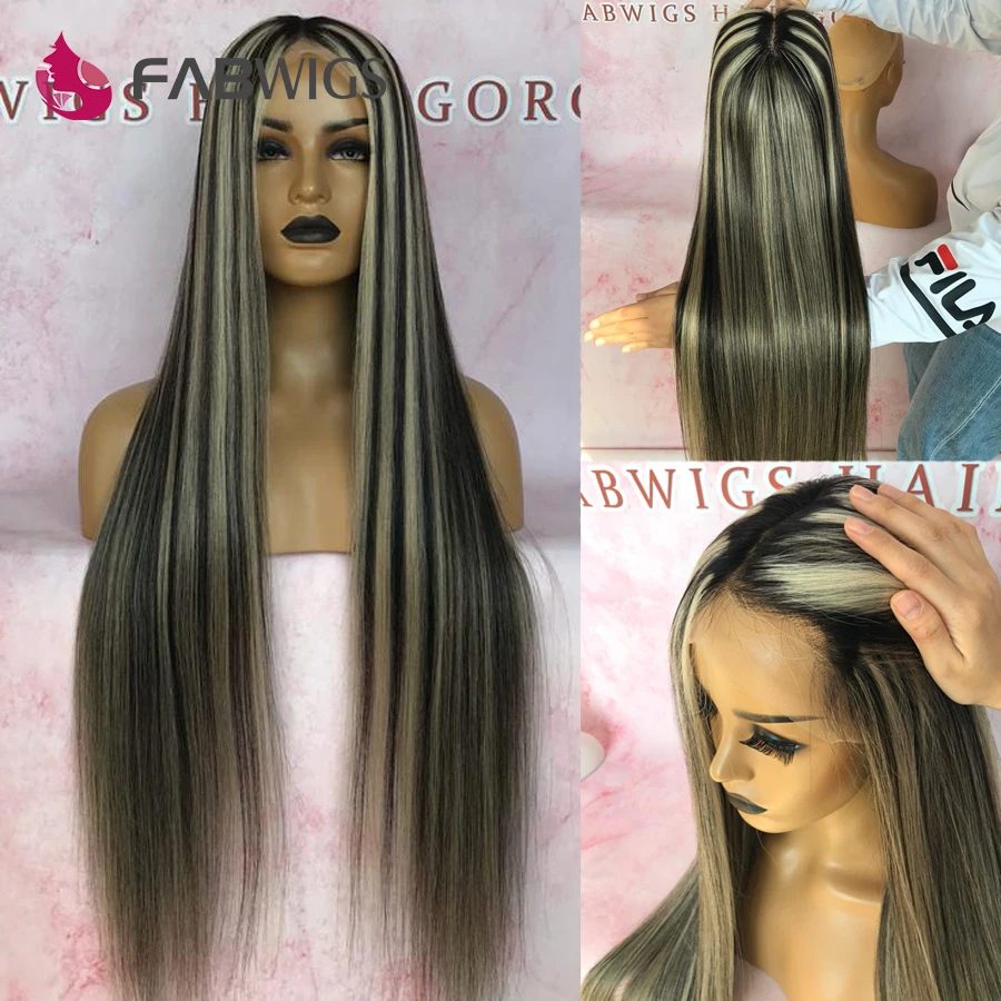 Fabwigs пользовательские парики 180% Плотность Выделите предварительно пианино цвет полный кружева человеческих волос Парики 1B 613 блонд девственные волосы парики шнурка Полный конец