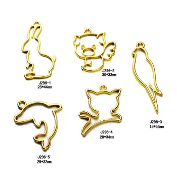 

5Pcs Animals Cat Rabbit UV Resin Frame Pendant Open Bezel Setting Jewelry Making Y4QB