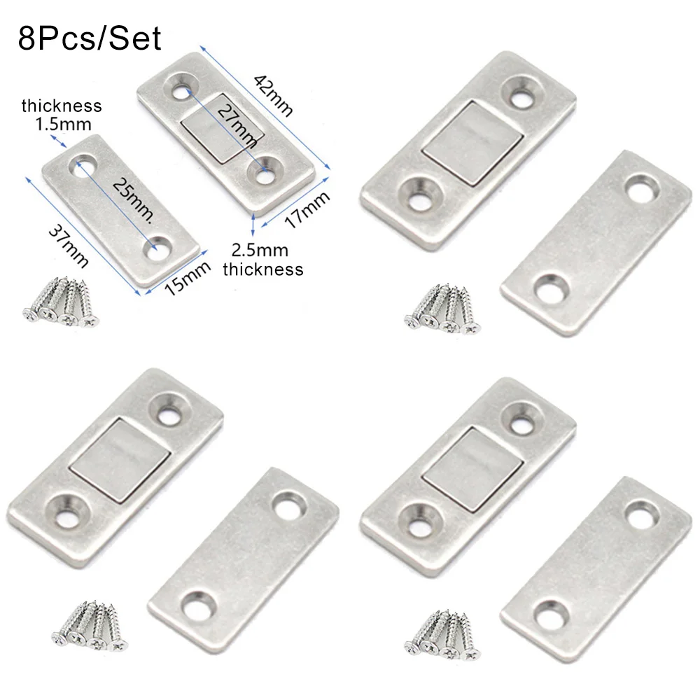 2 шт Дверной доводчик стопор магнит Буфер Заслонки шкаф ловит держатель с винтами шкаф аппаратная фурнитура мебельная фурнитура - Цвет: 8pcs