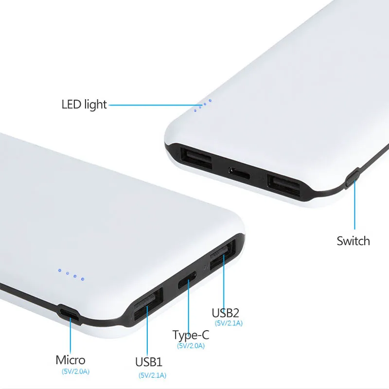TUOSHIKE 10000 мАч Внешний аккумулятор для iPhone 6 7 8 XS MAX samsung Xiaomi huawei с двумя портами usb портативный внешний аккумулятор