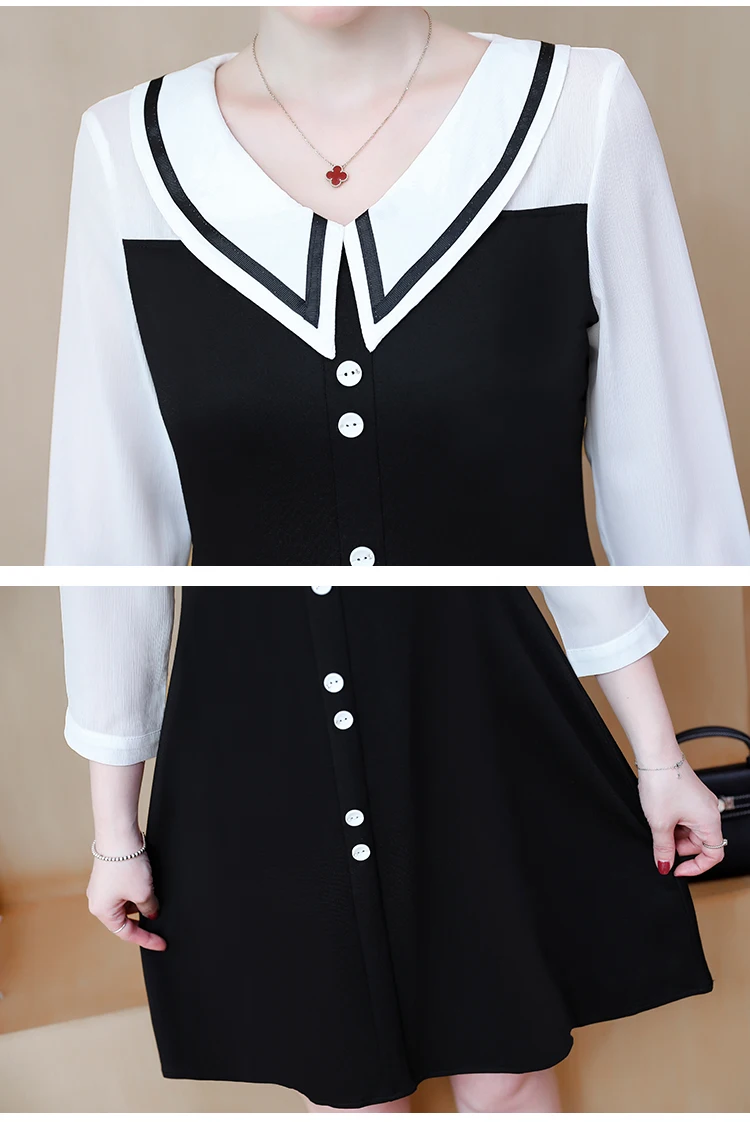 Женское платье размера плюс L-4XL, большие размеры XXXL, 3XL, XXXXL, блузки, блузы, пэчворк, свободные, тонкие, повседневные, для женщин, для офиса, для девушек, рабочая одежда, платья