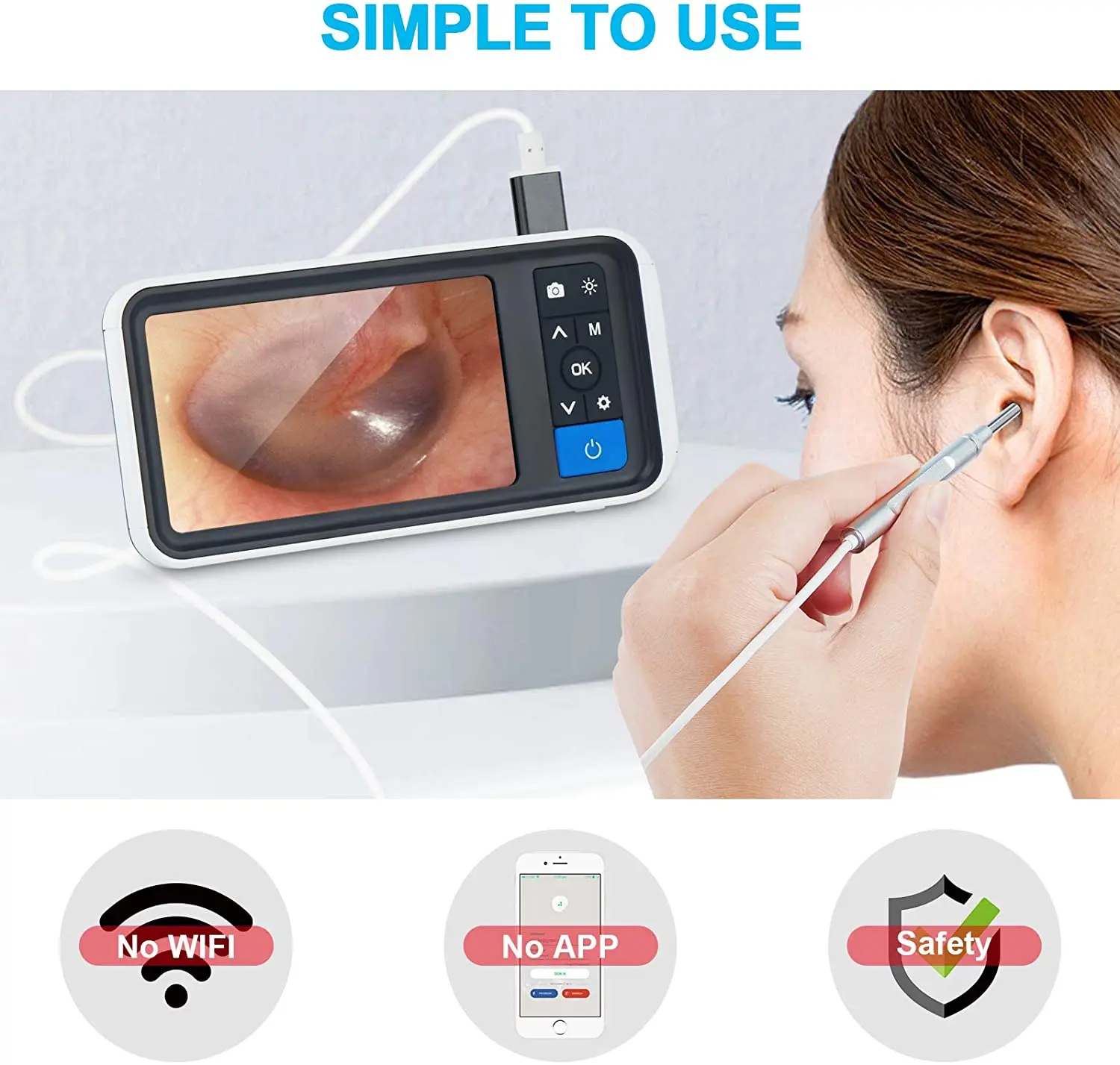 1080P HD 3.9mm numérique oreille Otoscope 2.0MP WiFi oreille