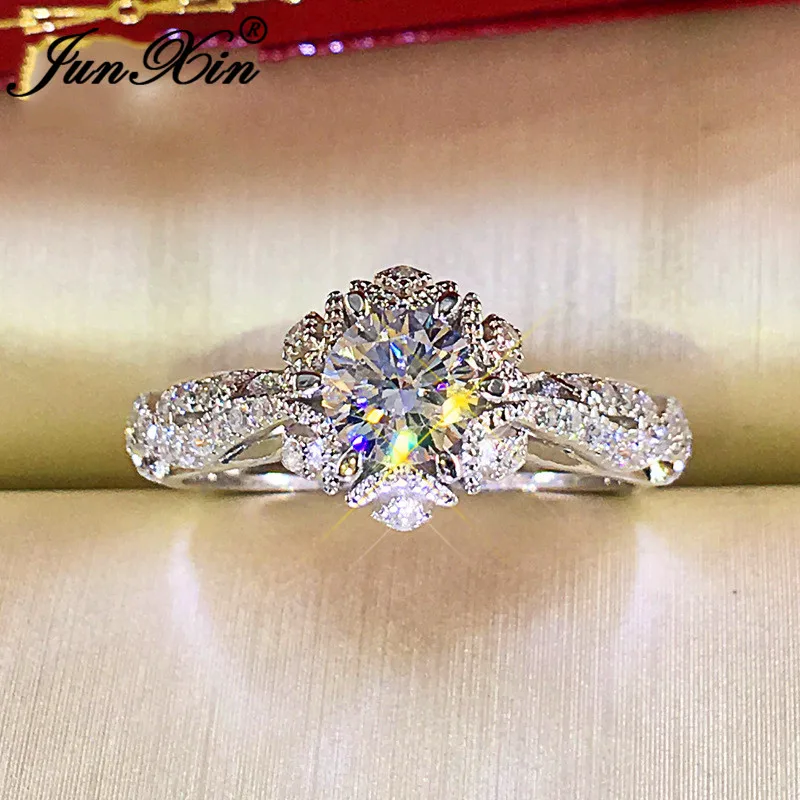 Классические Свадебные обручальные кольца с кристаллами для женщин цвета