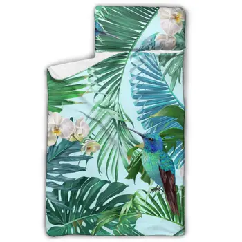 

Orchid Flowers Hummingbird Nap Mat with Pillow for Toddler Boys and Girls for Daycare and Preschool Sleepovers and Travels