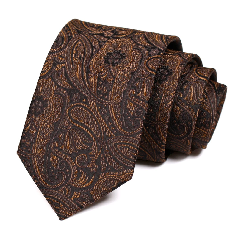 New Brand Q Men's Micro Fiber Paisley Neck Tie only Brown Black formal 