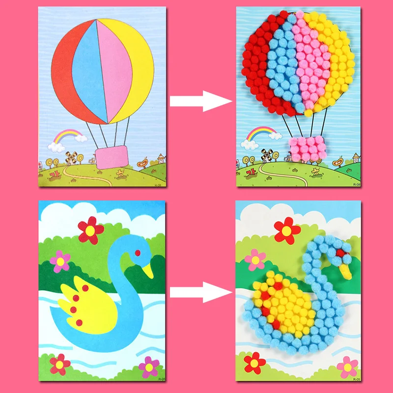 3PC crafts kids children's toys Hairball Sticky Paper Puzzle kindergarten diy crafts kids toys for girls toys for children 19901