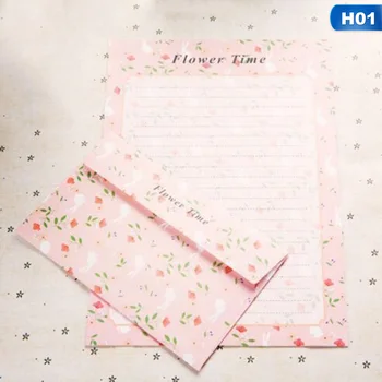 

Creative Retro Cartoon Small Floral Sweets Envelope Letter Set 6 Pcs Letter Paper+3 Pcs Envelopes Set Office School Supplies