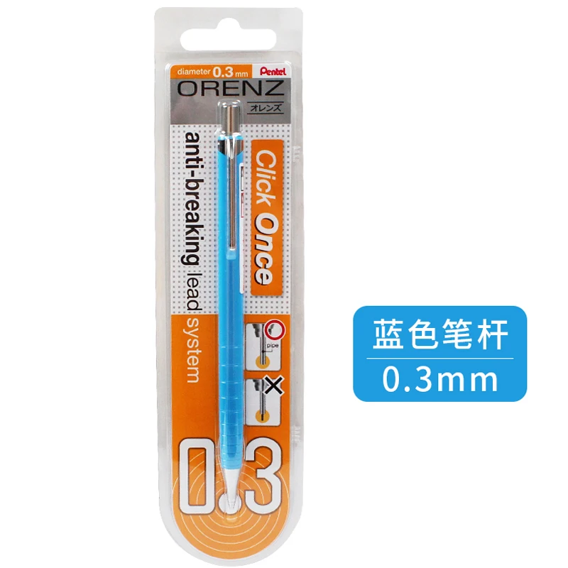 1 шт. Pentel 0,2/0,3 мм механический карандаш Orenz для рисования эскиза не ломающийся свинец автоматический карандаш выдвижной металлический наконечник XPP502 - Цвет: 0.3MM BLUE