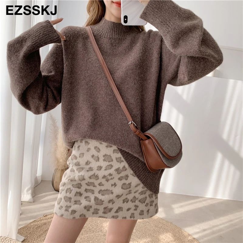 New casual thick Autumn Winter o-neck oversize Sweater Pullover Women warm chic female loose Knitted Basic Sweaters pull