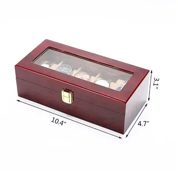 

5 Slots Display Watch Boxes Wood Watch Storage Boxes Case With Lock