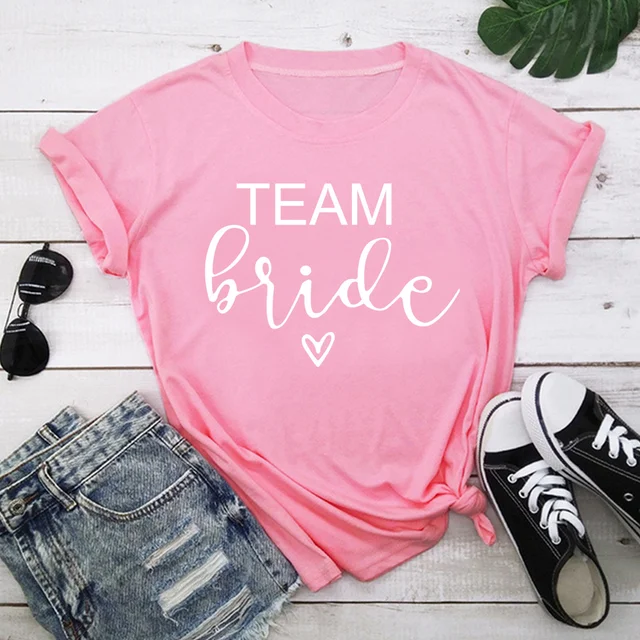bachelorette team bride t shirt estonian wedding party ulzzang t-shirt cato women's tea bride short women tops drop ship Pink-2