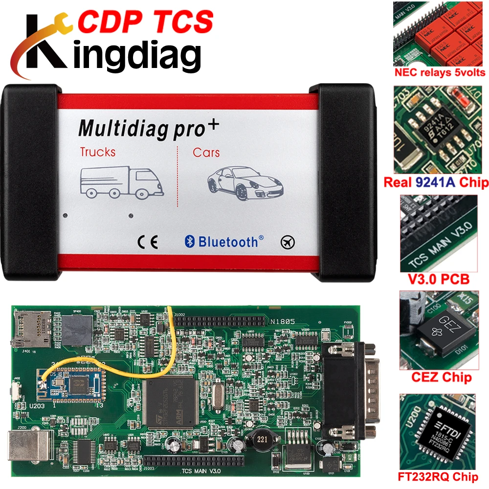 Диагностический сканер Multidiag pro + bluetooth протокол CDP TCS OBD II диагностический