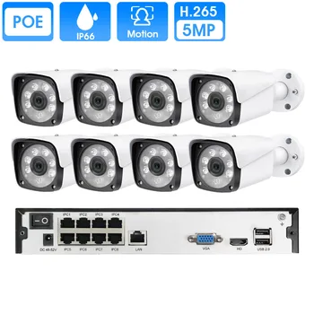 

5MP POE 8CH Video Surveillance Kit 16CH NVR Motion Alarm Outdoor IP Camera POE H.265 NVR 8CH Security Camera System 5.0MP HDD