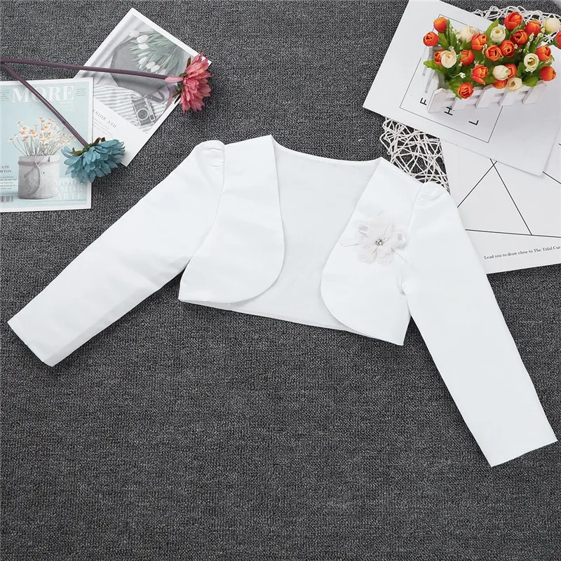 Pageant Wedding Party Flower Girls Dresses Jacket Kids Girls Long Sleeves Bolero Jacket Shrug Sweater Party Dress Short Cardigan