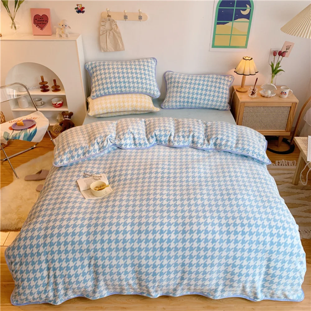 

Nordic Bedding Set Single Duvet Cover Bed Linen Sheet With Pillowcase Velvet Quilt Covers Queen Size Duvet Cover 200X230