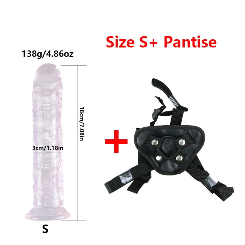 Jelly 6 sizes Adjustable Strapon Realistic Sex Toys For Lesbian Women Couples Suction Cup Dildo Pants_voghion.com
