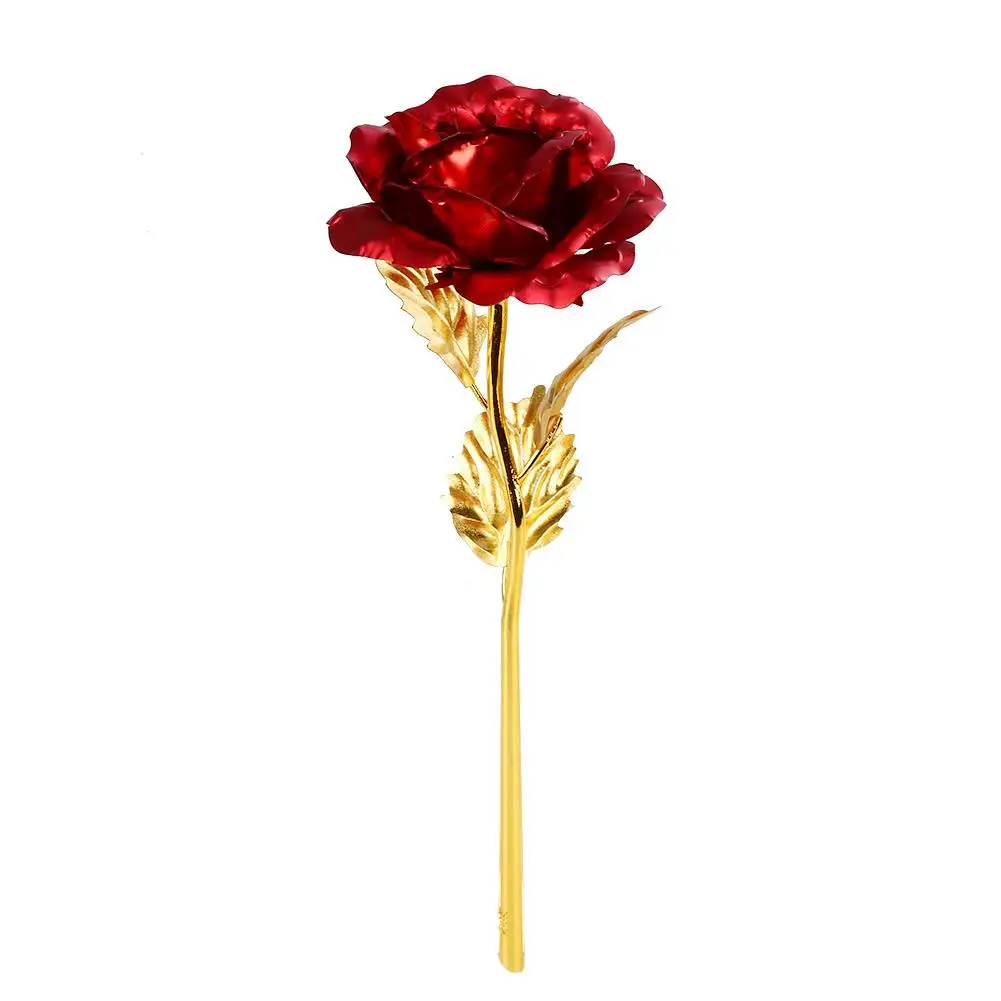 Gold Foil Plated Rose Flowers Goldplated Artificial Flower Golden Violet 24K Without Box Romantic