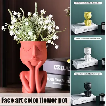 

Lifting Cheek Doll Figurines Flower Pots Succulent Planter Holder Home Decoration Desktop Decor Nordic Style _WK