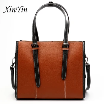

Cow crossbody bag ladies genuine leather handbags big women bags large vintage female new 2020 office shoulder bags tote fashion