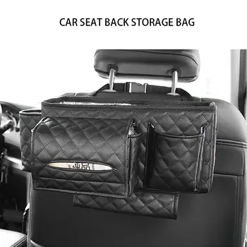 

1PC New Car Seat Back Storage Bag Black Multifunction Leather Organizer For Car Interior Decoration