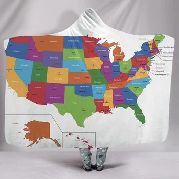 

World Map Fashion Popular Adults Anime Map 3D printed Fleece Hooded Blanket Boys Soft Office Portable Wearable Warm Bedding