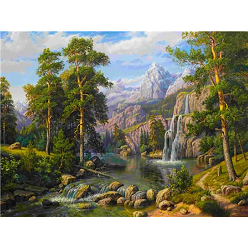 painting by number18 Пейзаж, Живопись по номерам, краски по номерам для взрослых, сделай сам, Раскраска по номерам, масляные, номерные картины, велосипед - Цвет: painting by number18