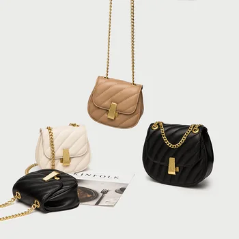 

2020 New Women's Fashion Classic Designer Quilted Handbag Chain Mini Saddle Bag OL Crossbody Bag Shoulder Bag for Office Daily
