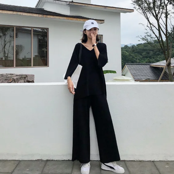 Вязаный женский свитер для женщин комплект из двух предметов вязаный пуловер с