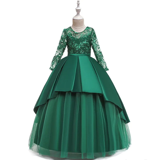 Высококачественное кружевное платье с блестками для девочек на свадебную вечеринку, одежда для девочек вечерние платья принцессы, праздничное платье для девочки, костюмы - Цвет: 02