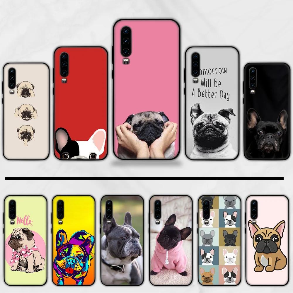 Мопса Французский бульдог животное милый черный чехол для телефона Капа Huawei P9 P10