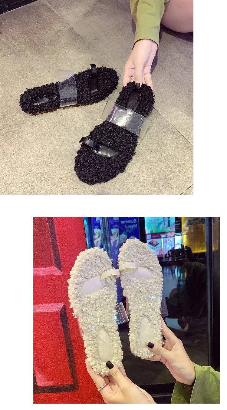 Women Slippers Flips Flops Shoes Winter Transparent Warm Girls Fashion Platform Slides Non-slip Flats Outdooor Comfortable