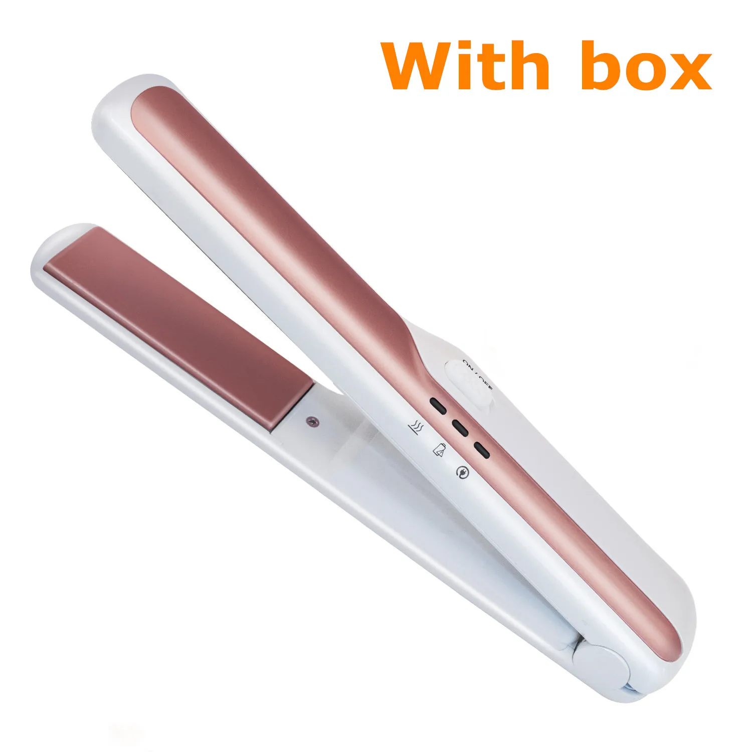 Pink with box Профессиональный беспроводной выпрямитель для волос Электрический утюжок для волос отрицательный ионный портативный выпрямитель волос щипцы для завивки - Цвет: Pink with box