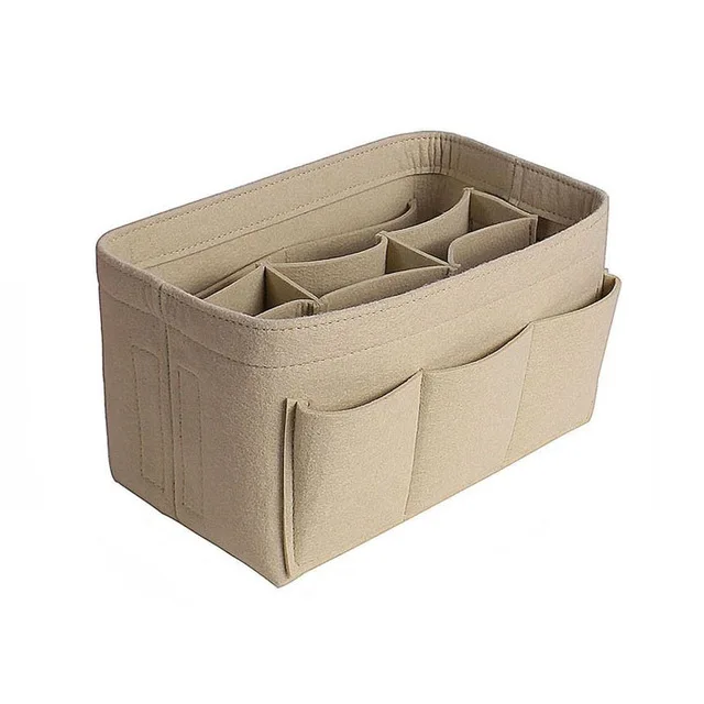 HHYUKIMI Brand Make up Organizer Felt Insert Bag For Handbag Travel Inner Purse Portable Cosmetic Bags Fit Various Brand Bags b3
