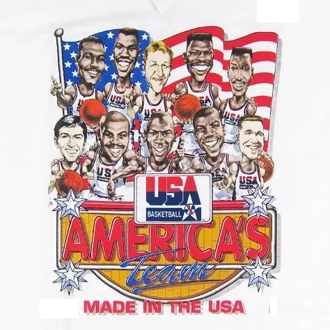 Винтажная 1992 баскетбольная команда США мечты карикатура Reprint Men Футболка S-2XL G460 |