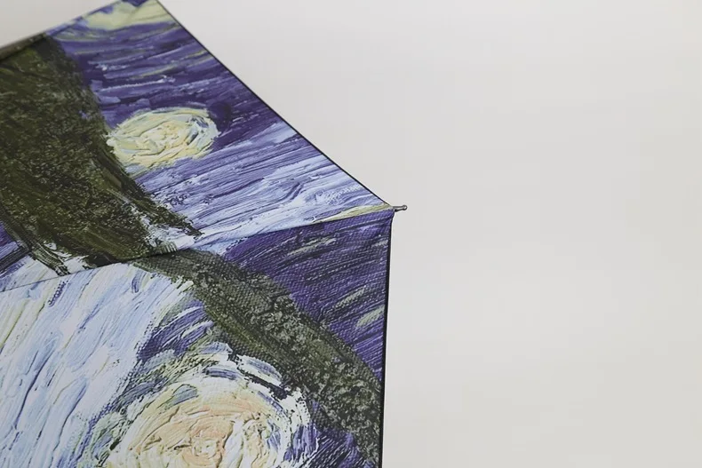 Star Sky Umbrella Foldable Van Gogh Oil Painting Sun Protection Parasol Windproof Double Reverse Umbrellas Female Umbrella Let
