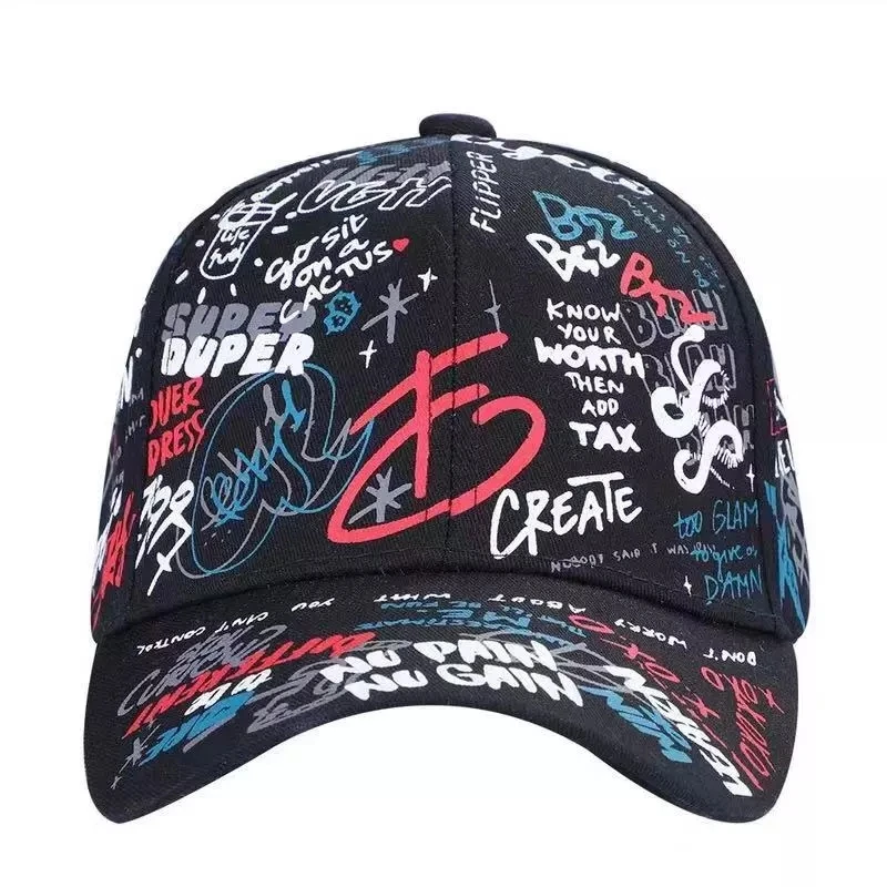 

Graffiti Baseball Cap Women Men 2020 Summer Letter Print Snapback Gorras Para Hombre Casquette Femme Hip Hop Women's Hats Black