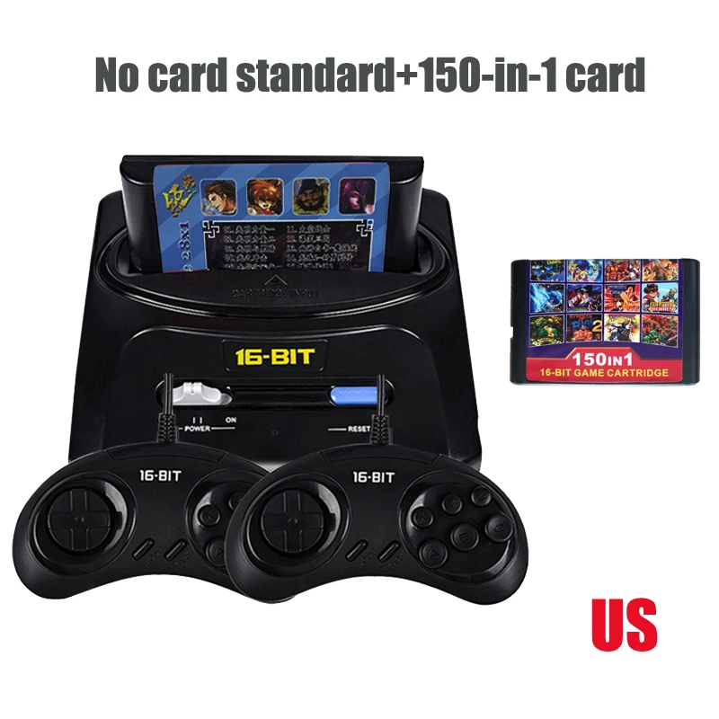POWKIDDY K5 Ретро Мини ТВ Видео игровая консоль для sega MegaDrive 16 бит игры встроенные 30 игр два геймпада AV Out отправить карту - Цвет: US AND 150CARD