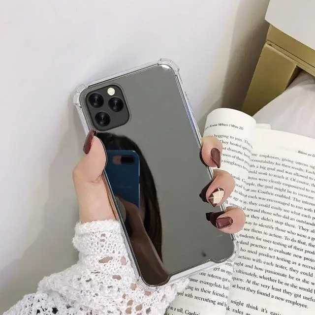 Черный 360 градусов подушка безопасности DropProof зеркало для iPhone 11 Pro Max прозрачный мягкий силиконовый чехол для iPhone11 Pro 11Pro Max - Цвет: Черный