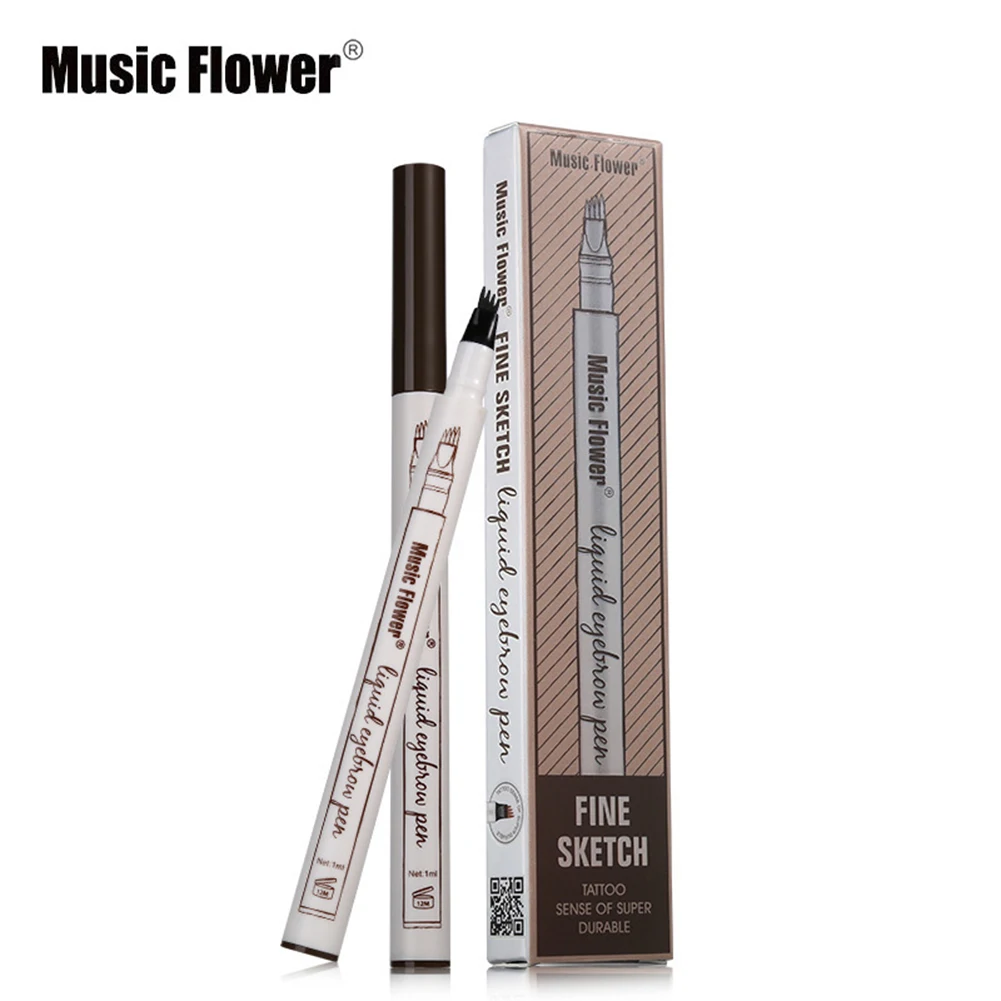 Music Flower Professional 3D Microblading Eyebrow Tattoo Pen with 4 Micro Tips Natural Eyebrow Pencil Waterproof Brow Tint TSLM2