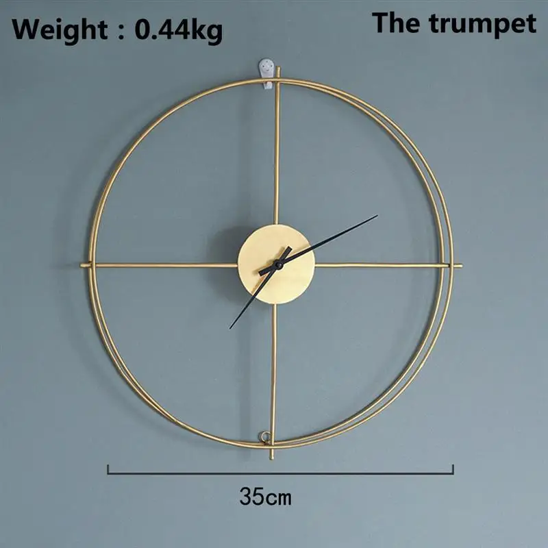 Металлические настенные часы в скандинавском стиле, ретро, двойное кольцо, Золотое железо, круглые декоративные подвесные часы, немой, уличные садовые часы, украшение дома