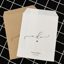 Индивидуальное персональное имя, дата, бумажная Свадебная помолвка любимый мешок "i do" конфеты, печенье, пакеты для попкорна белый или коричневый D05