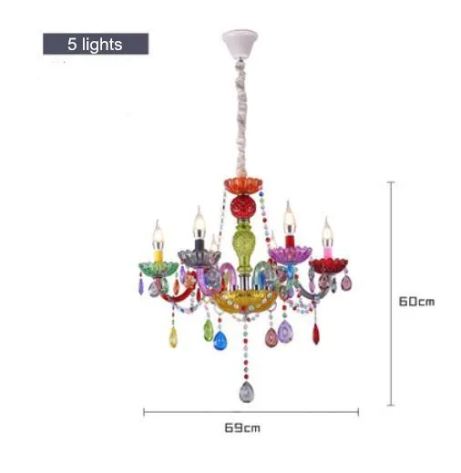 5 lights Новые современные светодиодные хрустальные люстры для детей, кухни, гостиной, спальни, красочные хрустальные люстры, Потолочная люстра - Цвет абажура: 5 lights