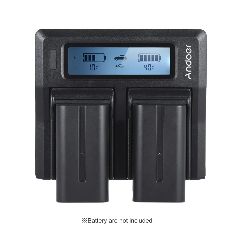 Andoer NP-F970 двухканальный цифровой камеры зарядное устройство ж/ЖК-дисплей для sony NP-F550/F750/F950/NP-FM50/FM500H/QM71